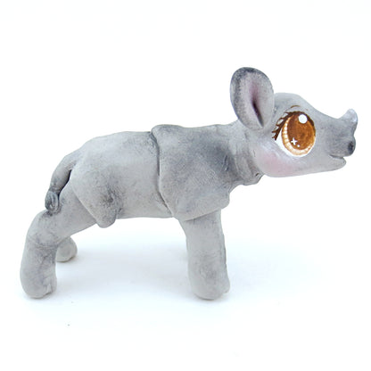 Baby Rhino Figurine - Polymer Clay Tropical Animals