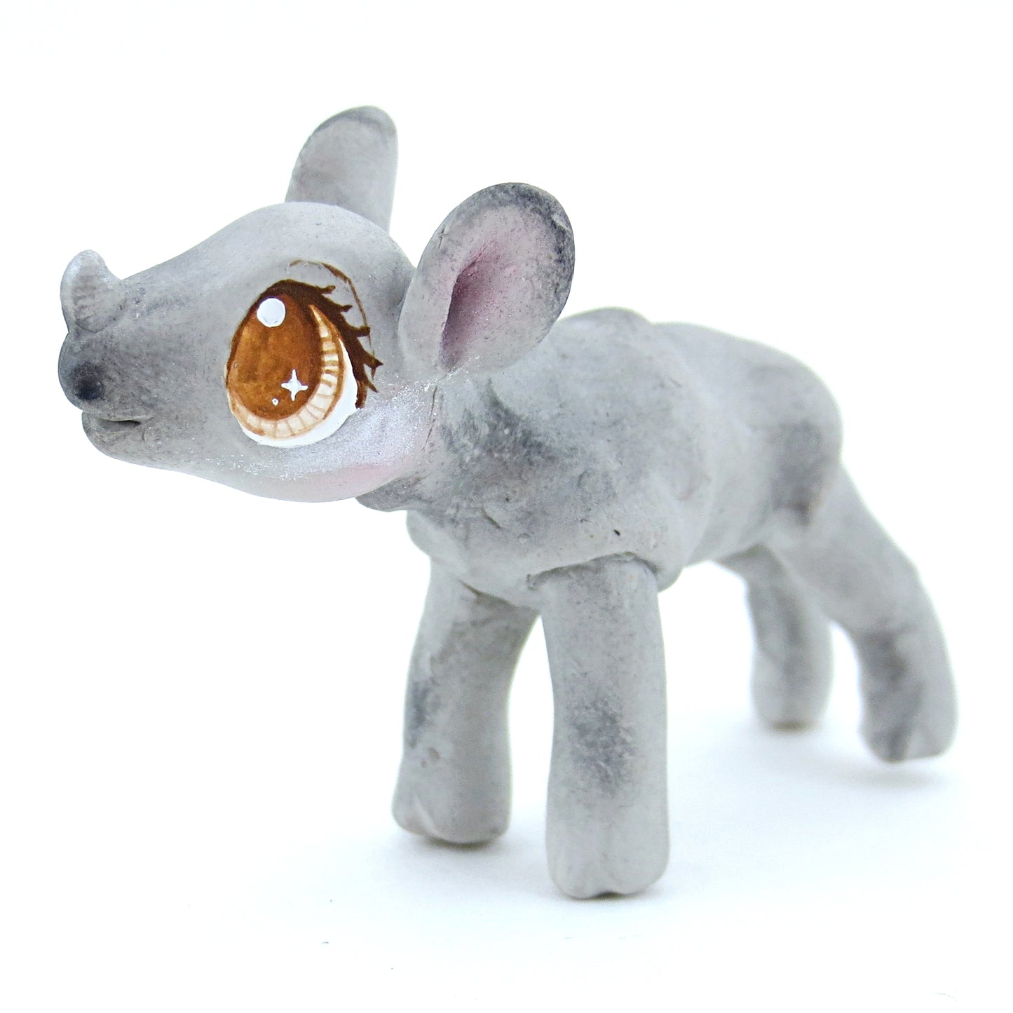 Baby Rhino Figurine - Polymer Clay Tropical Animals