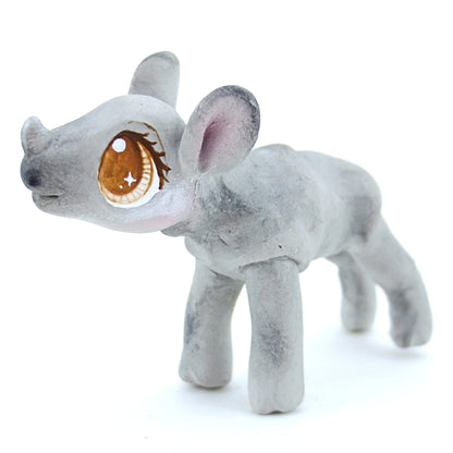 Baby Rhino Figurine - Polymer Clay Tropical Animals