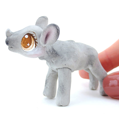 Baby Rhino Figurine - Polymer Clay Tropical Animals