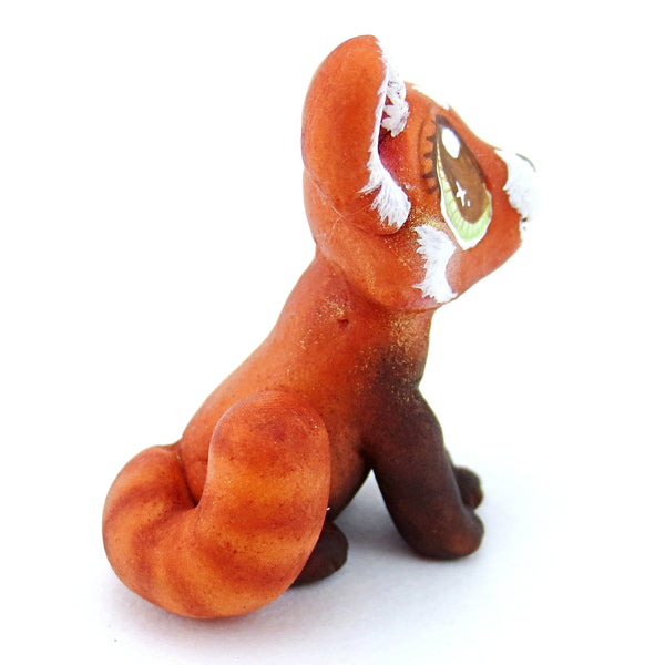 Red Panda Figurine with Green Eyes - Polymer Clay Tropical Animals