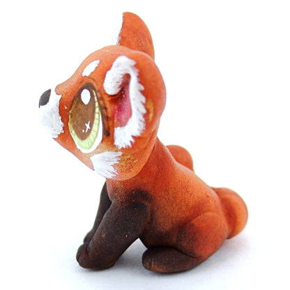 Red Panda Figurine with Green Eyes - Polymer Clay Tropical Animals