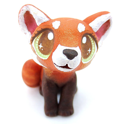 Red Panda Figurine with Green Eyes - Polymer Clay Tropical Animals