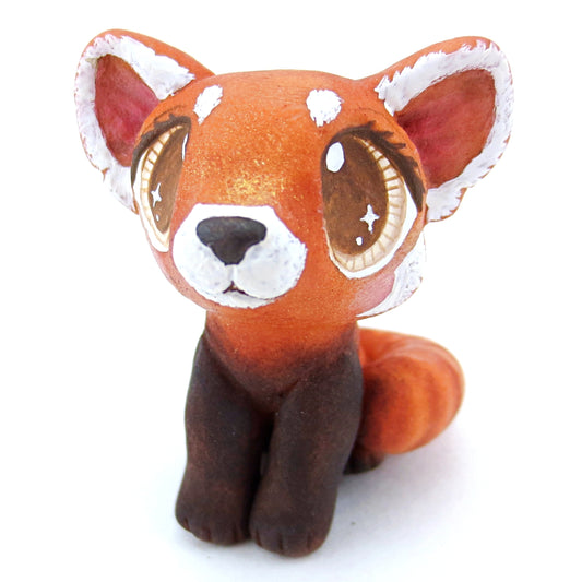 Red Panda Figurine with Brown Eyes - Polymer Clay Tropical Animals