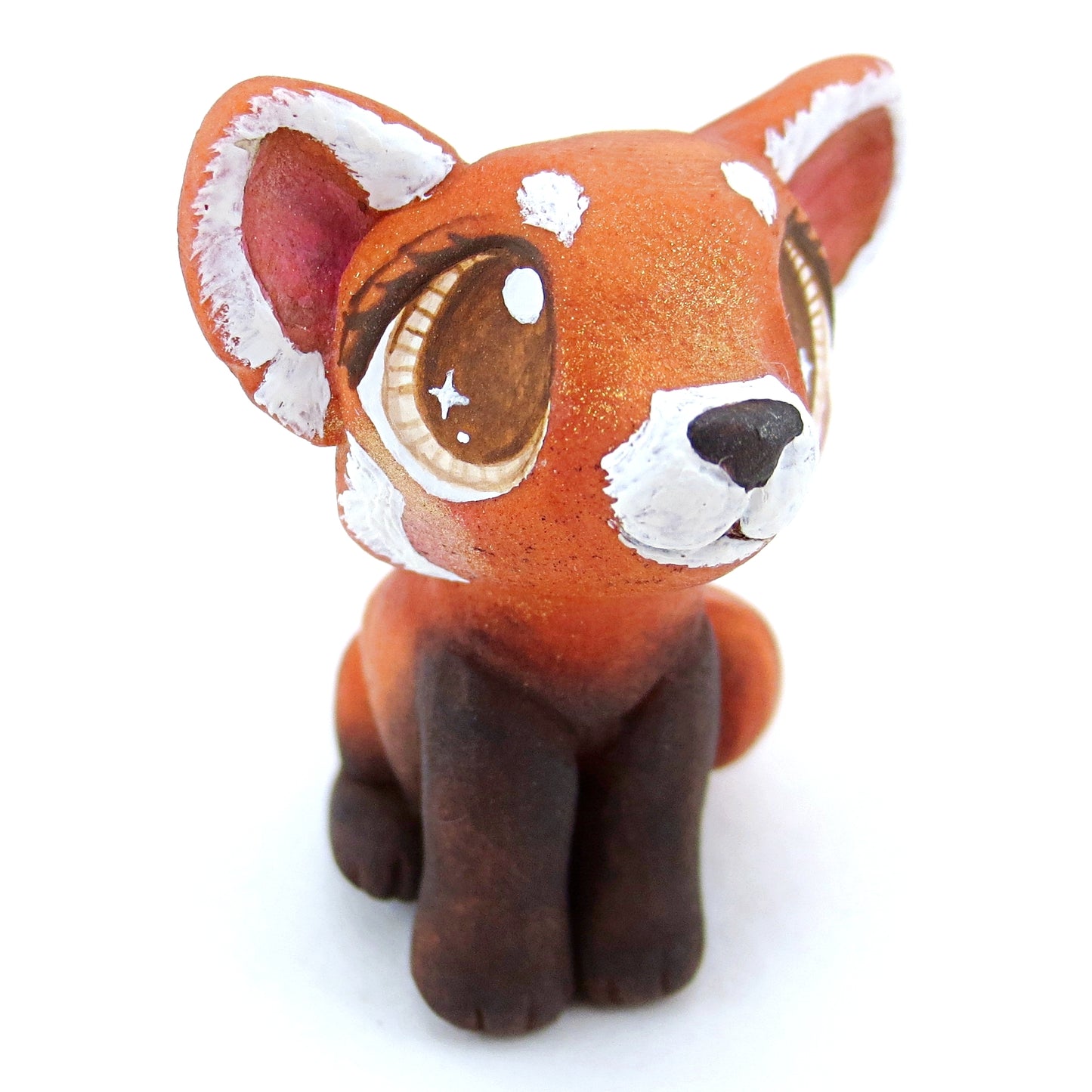 Red Panda Figurine with Brown Eyes - Polymer Clay Tropical Animals