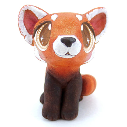 Red Panda Figurine with Brown Eyes - Polymer Clay Tropical Animals