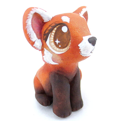 Red Panda Figurine with Brown Eyes - Polymer Clay Tropical Animals