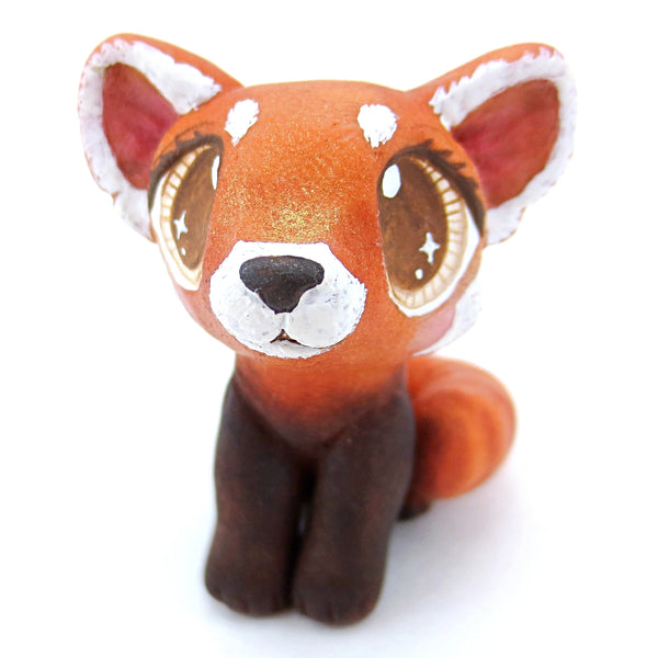 Red Panda Figurine with Brown Eyes - Polymer Clay Tropical Animals