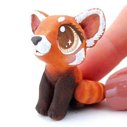 Red Panda Figurine with Brown Eyes - Polymer Clay Tropical Animals