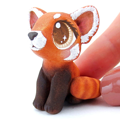 Red Panda Figurine with Brown Eyes - Polymer Clay Tropical Animals