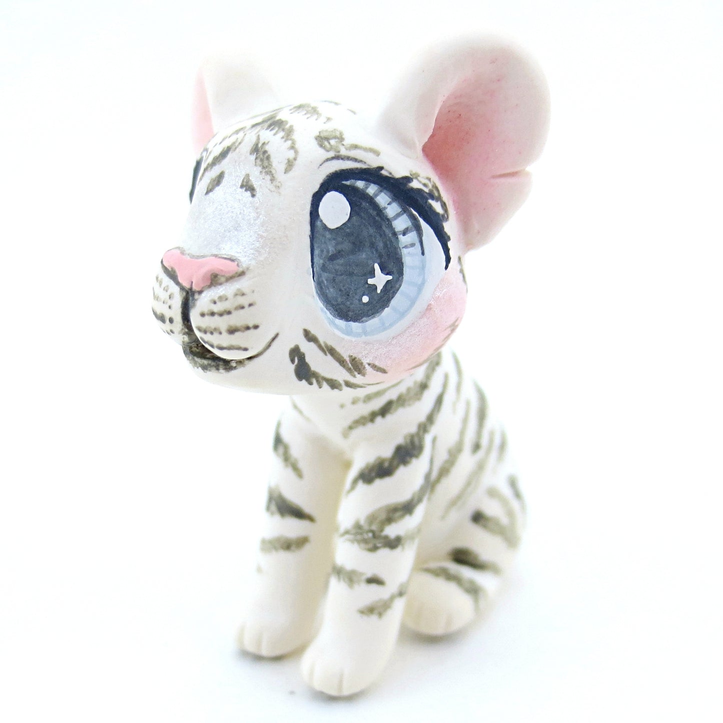 White Tiger Figurine - Polymer Clay Tropical Animals