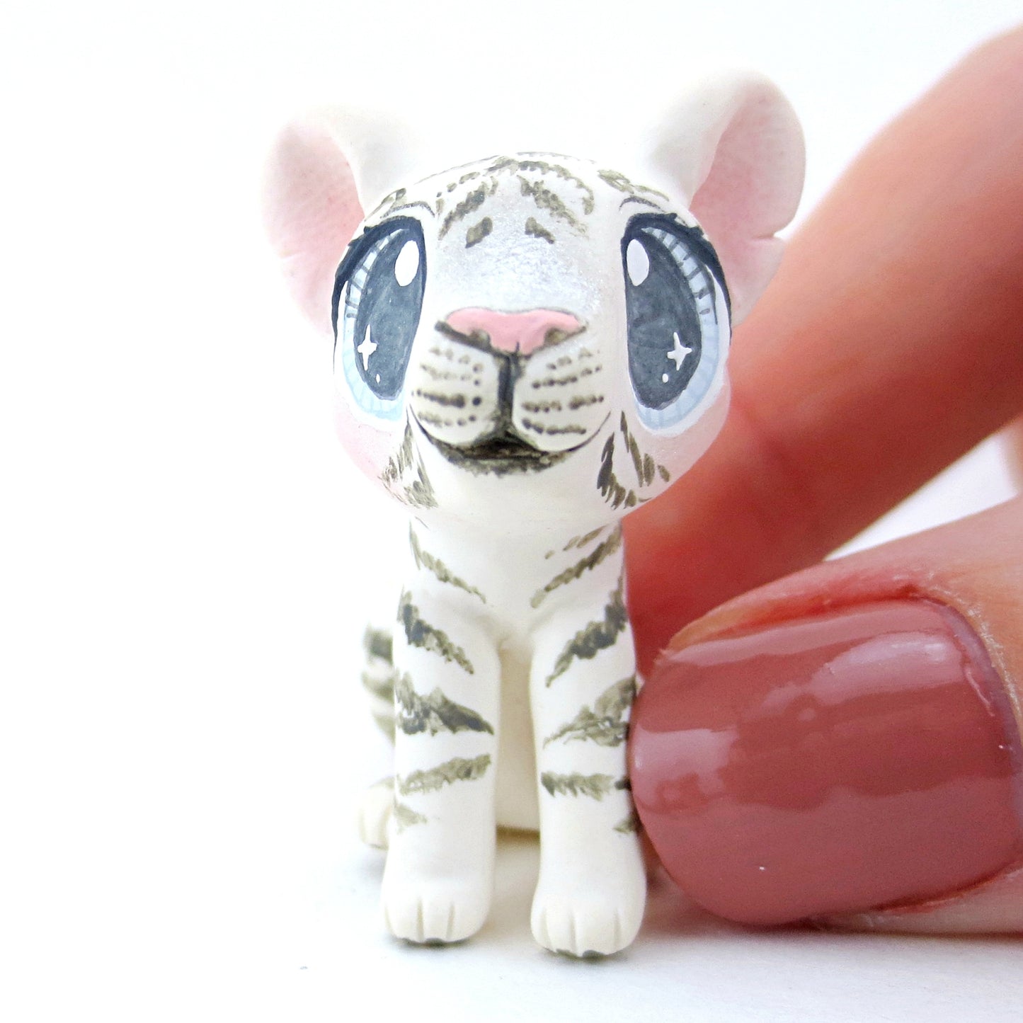 White Tiger Figurine - Polymer Clay Tropical Animals