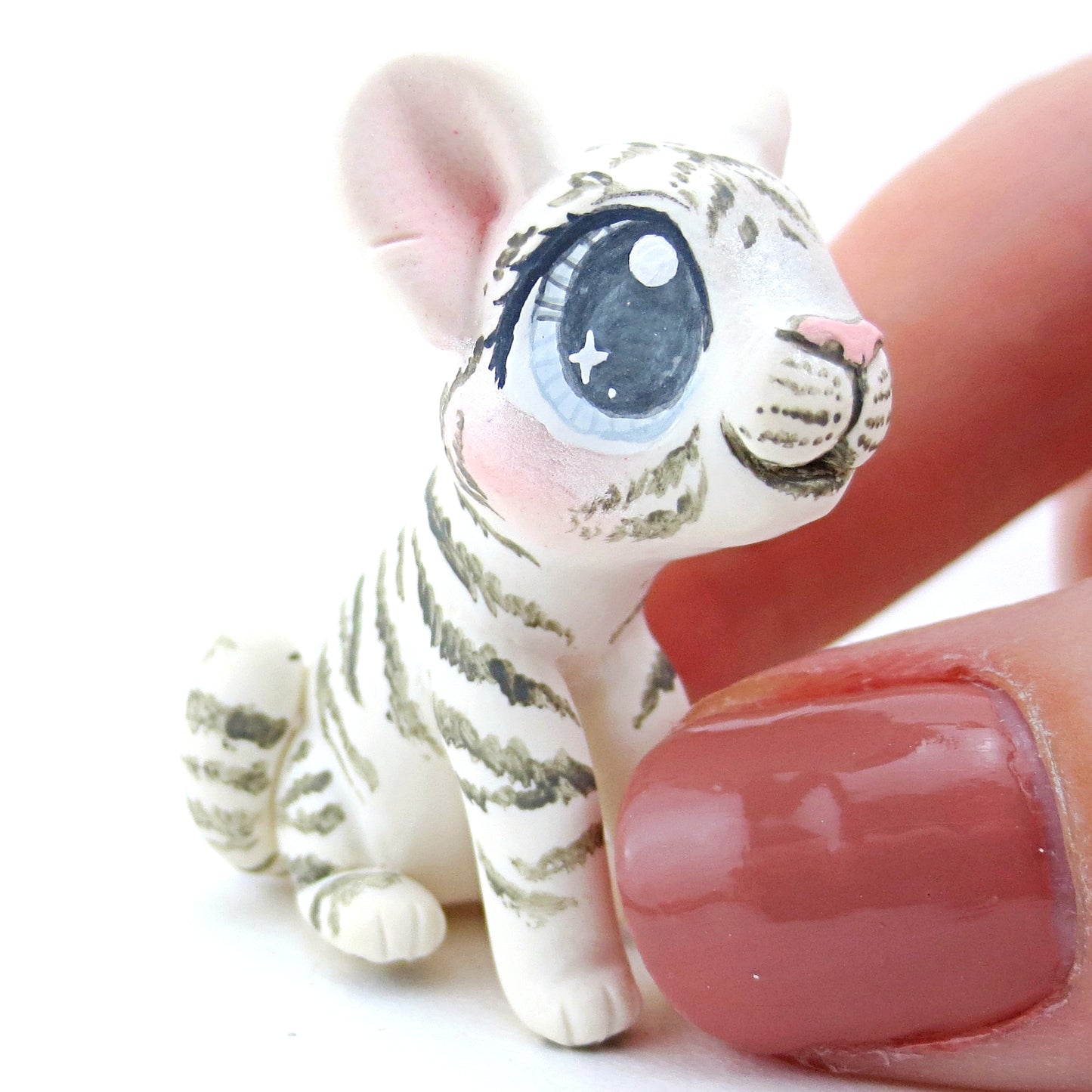 White Tiger Figurine - Polymer Clay Tropical Animals