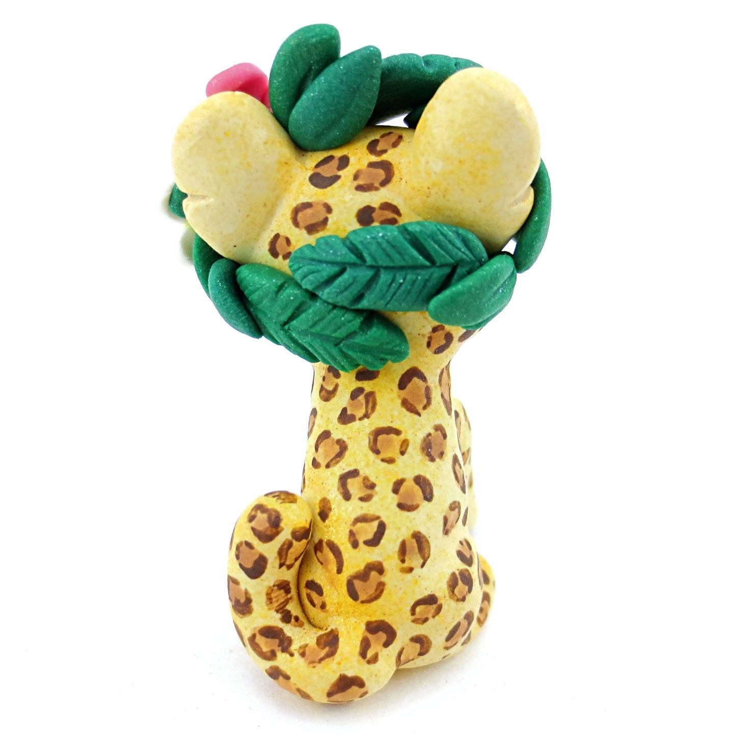 Flower Crown Leopard/Jaguar Figurine - Polymer Clay Tropical Animals