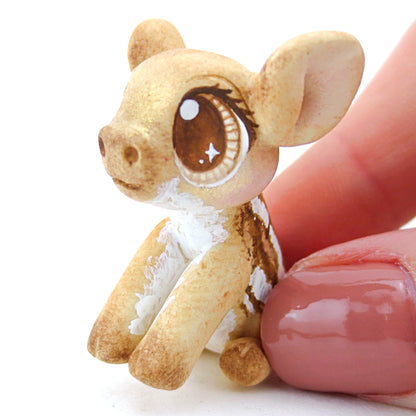 Baby Wild Boar Piglet Figurine with Brown Eyes - Polymer Clay Tropical Animals