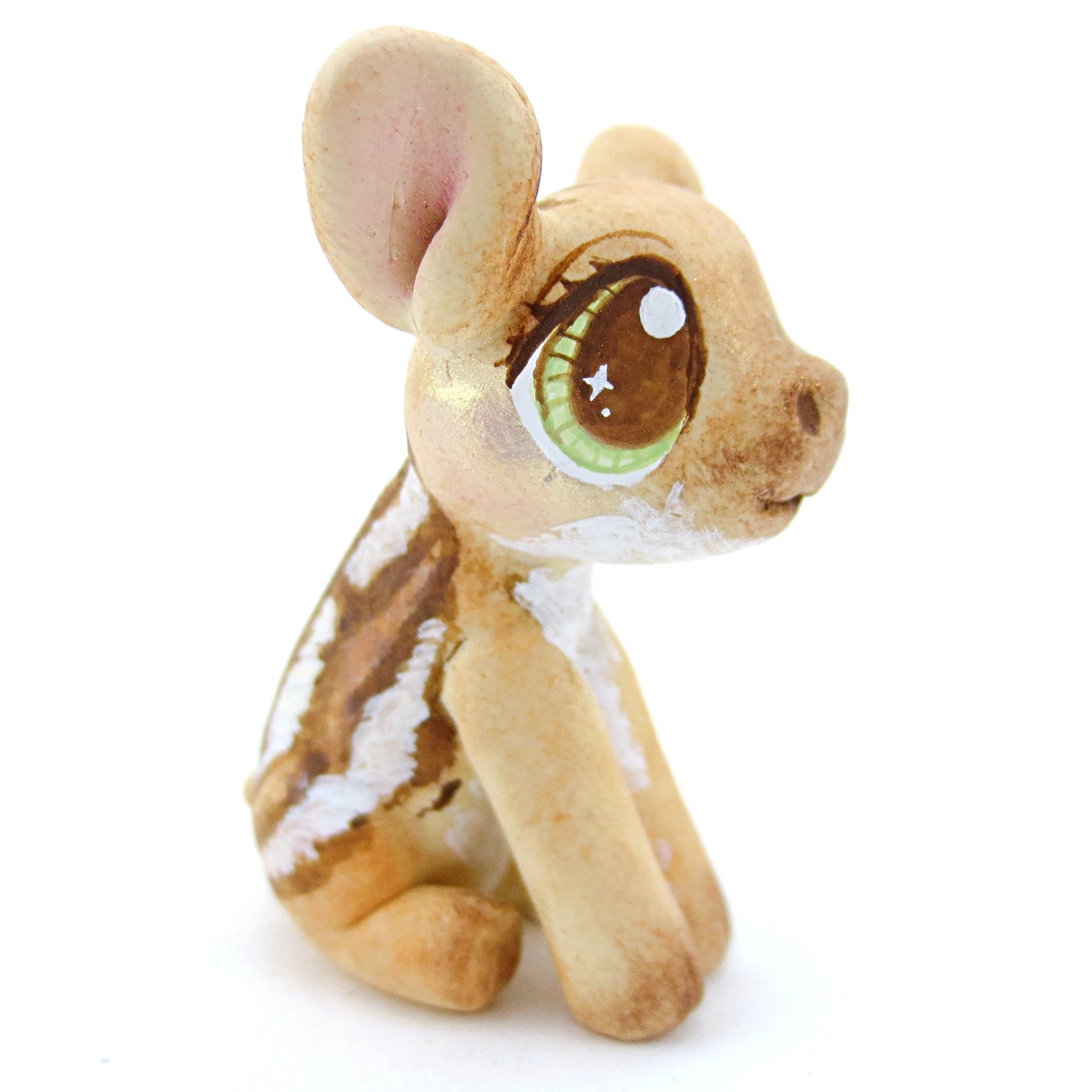 Baby Wild Boar Piglet Figurine with Green Eyes - Polymer Clay Tropical Animals