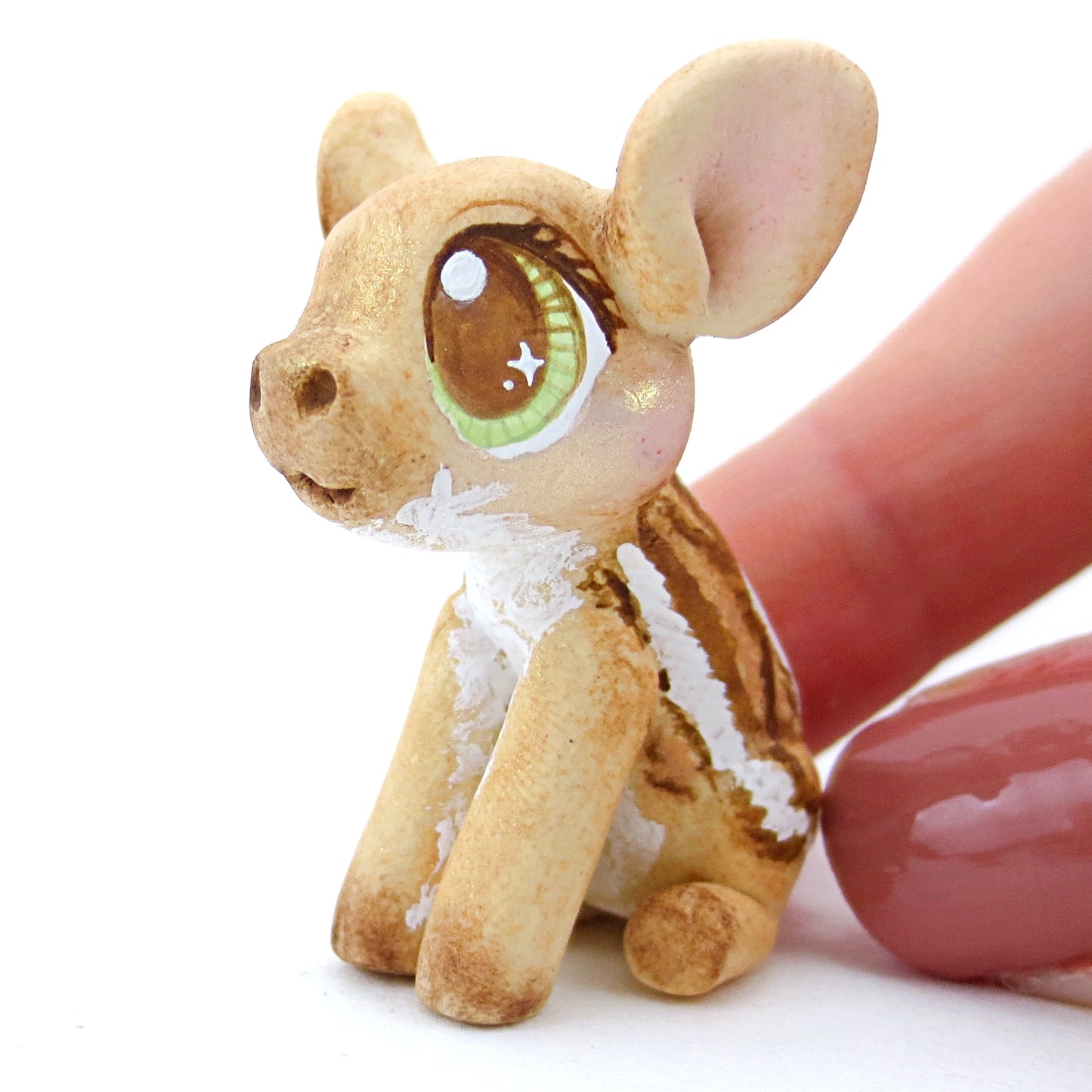 Baby Wild Boar Piglet Figurine with Green Eyes - Polymer Clay Tropical Animals