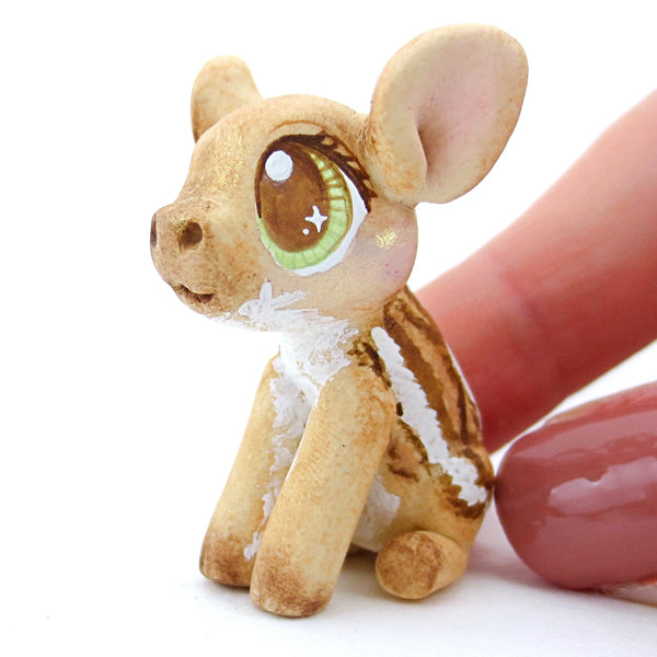 Baby Wild Boar Piglet Figurine with Green Eyes - Polymer Clay Tropical Animals
