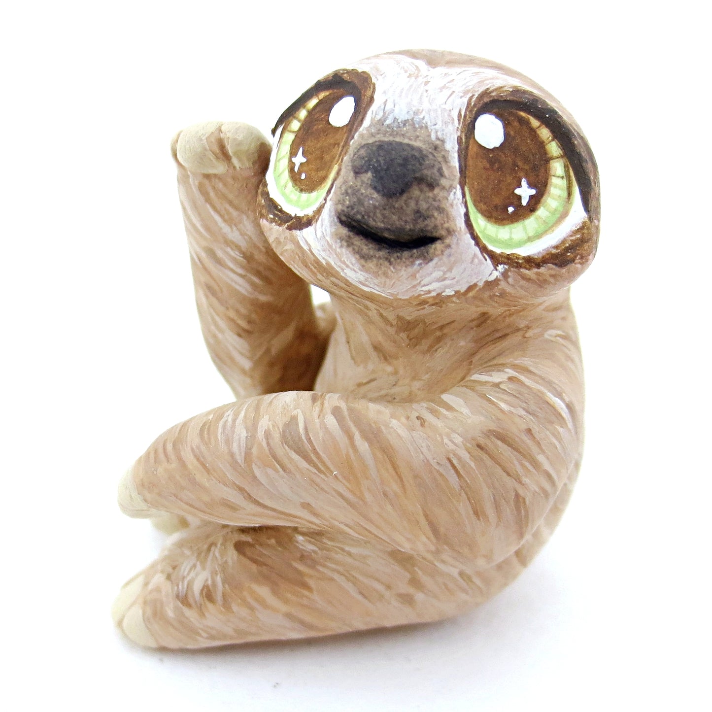 Waving Sloth Figurine - Polymer Clay Tropical Animals