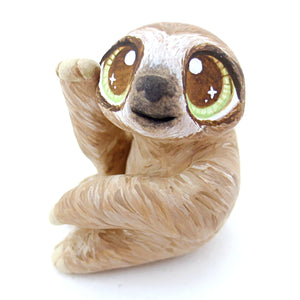 Waving Sloth Figurine - Polymer Clay Tropical Animals