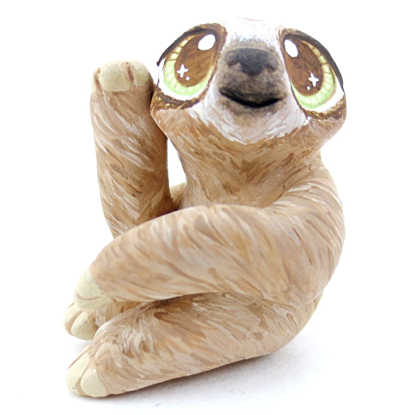 Waving Sloth Figurine - Polymer Clay Tropical Animals