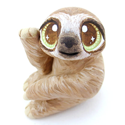 Waving Sloth Figurine - Polymer Clay Tropical Animals