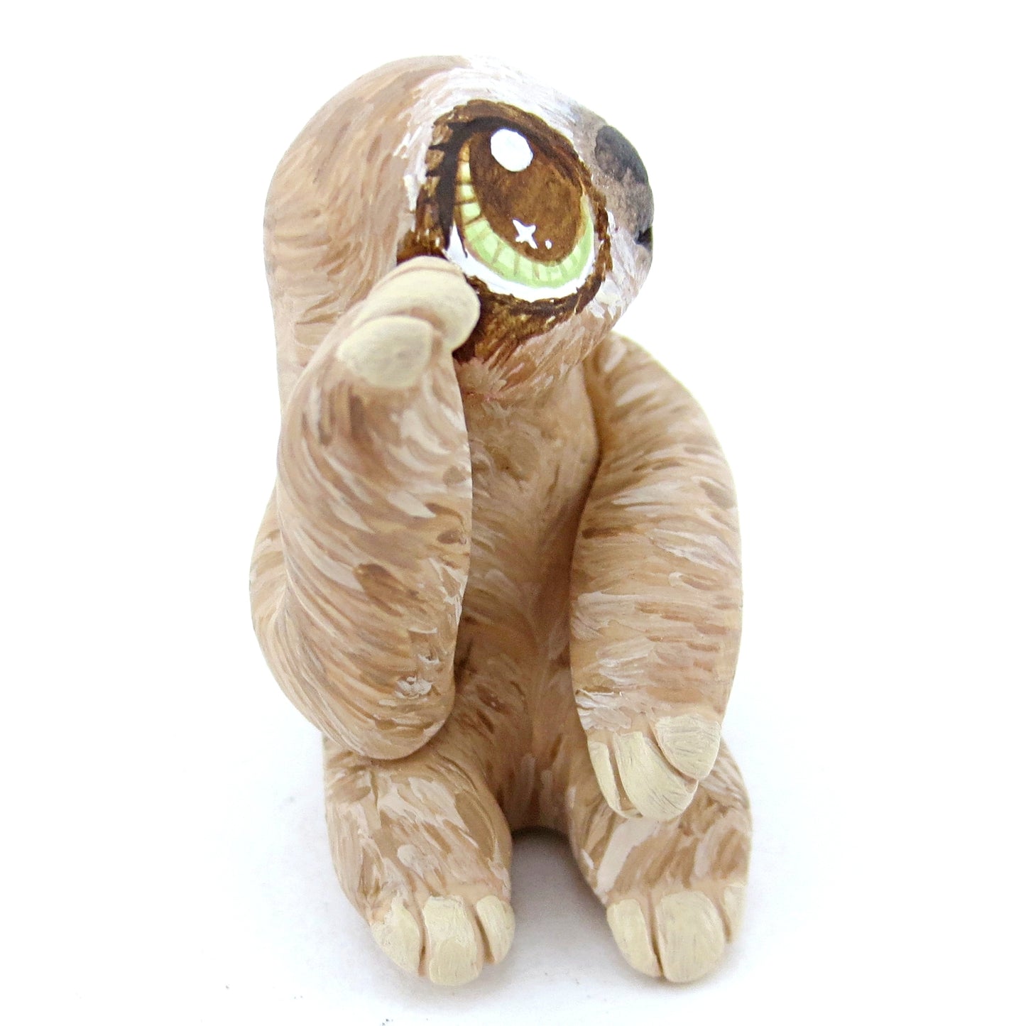 Waving Sloth Figurine - Polymer Clay Tropical Animals