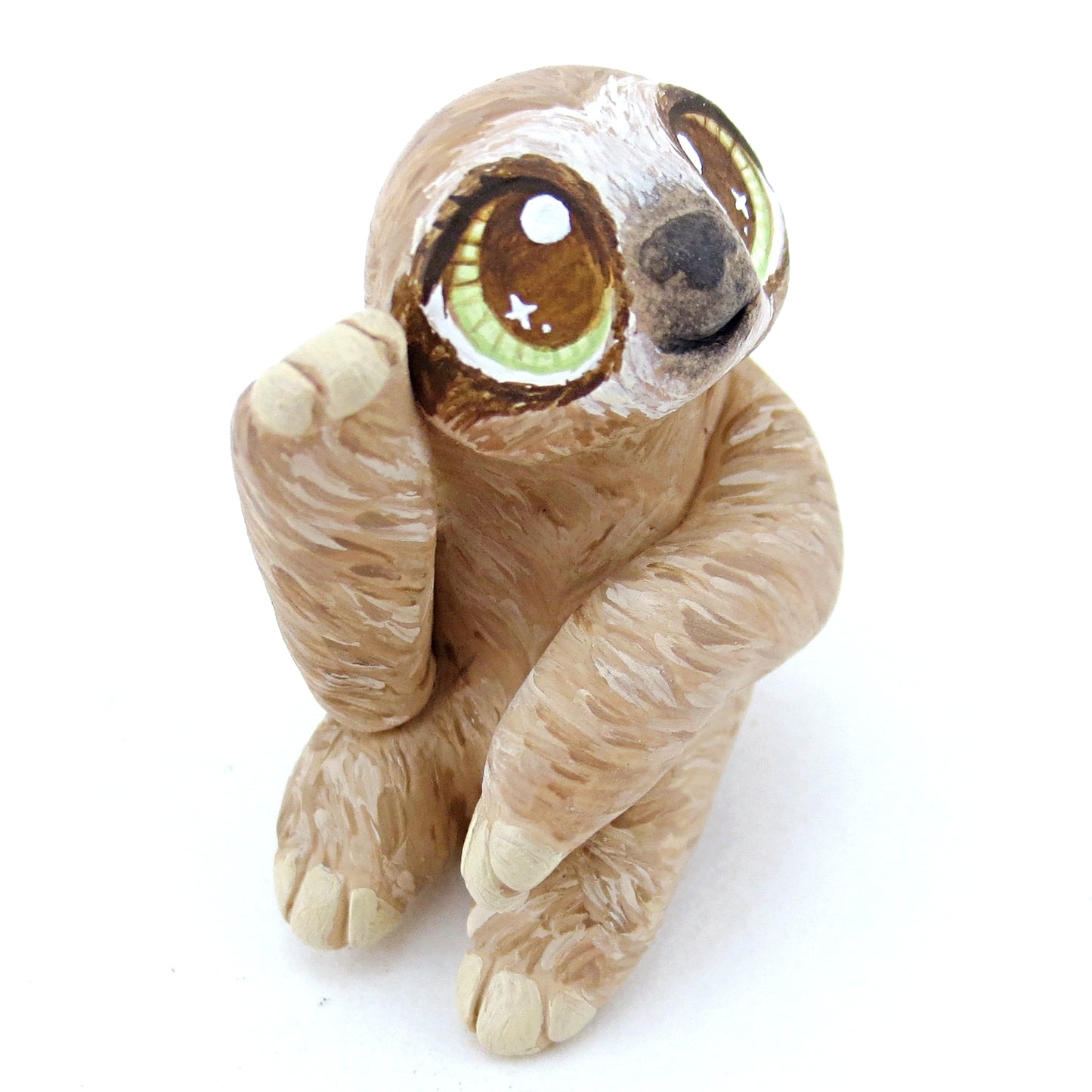 Waving Sloth Figurine - Polymer Clay Tropical Animals