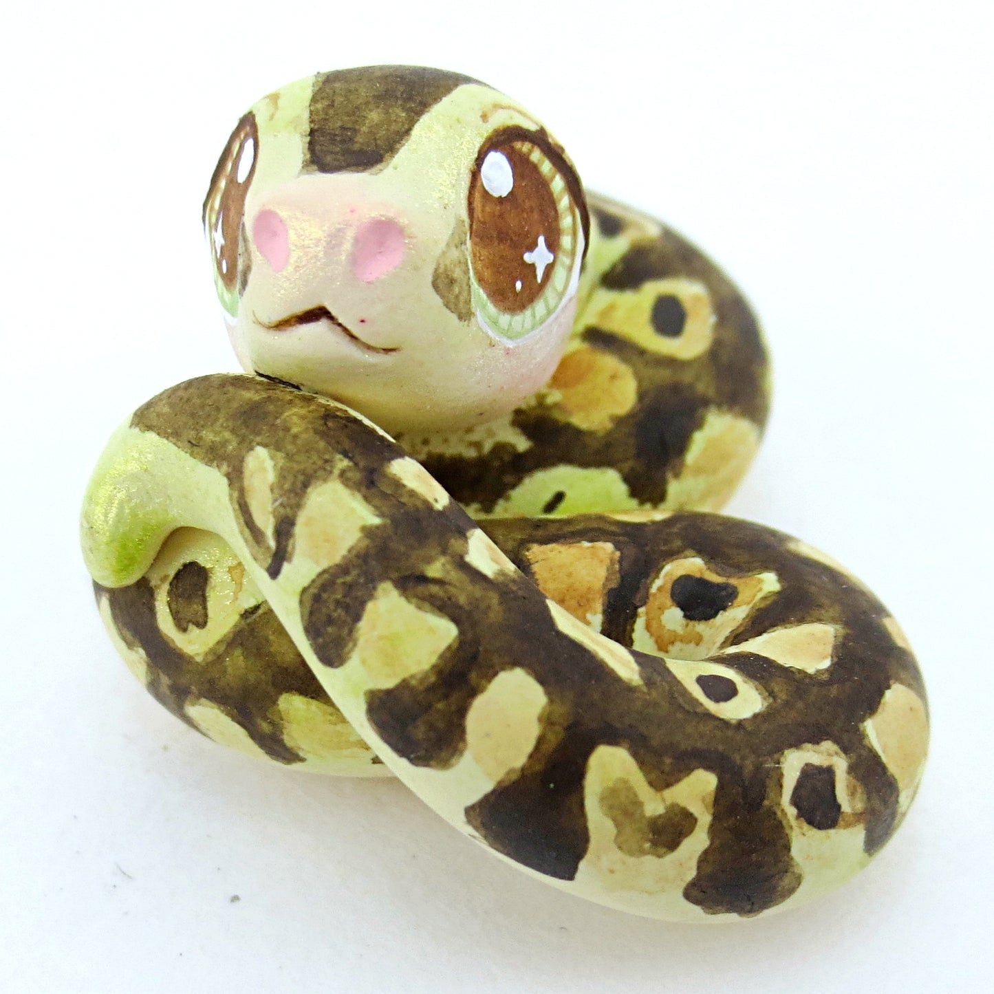 Baby Python Snake Figurine - Polymer Clay Tropical Animals