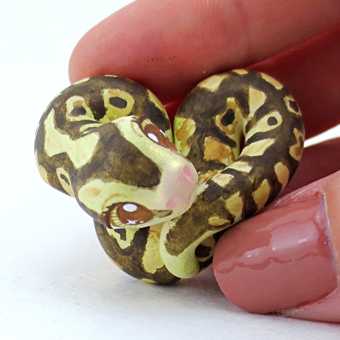 Baby Python Snake Figurine - Polymer Clay Tropical Animals