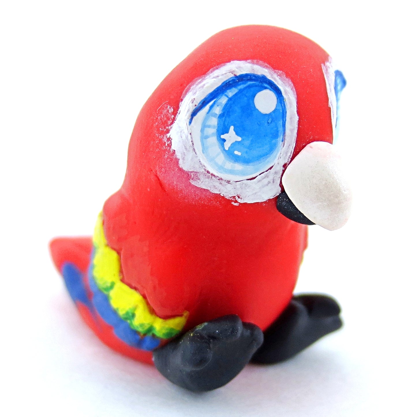 Scarlet Macaw Parrot Figurine - Polymer Clay Tropical Animals