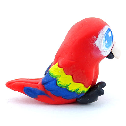 Scarlet Macaw Parrot Figurine - Polymer Clay Tropical Animals