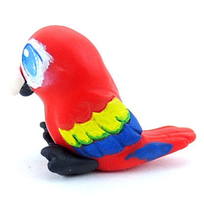 Scarlet Macaw Parrot Figurine - Polymer Clay Tropical Animals