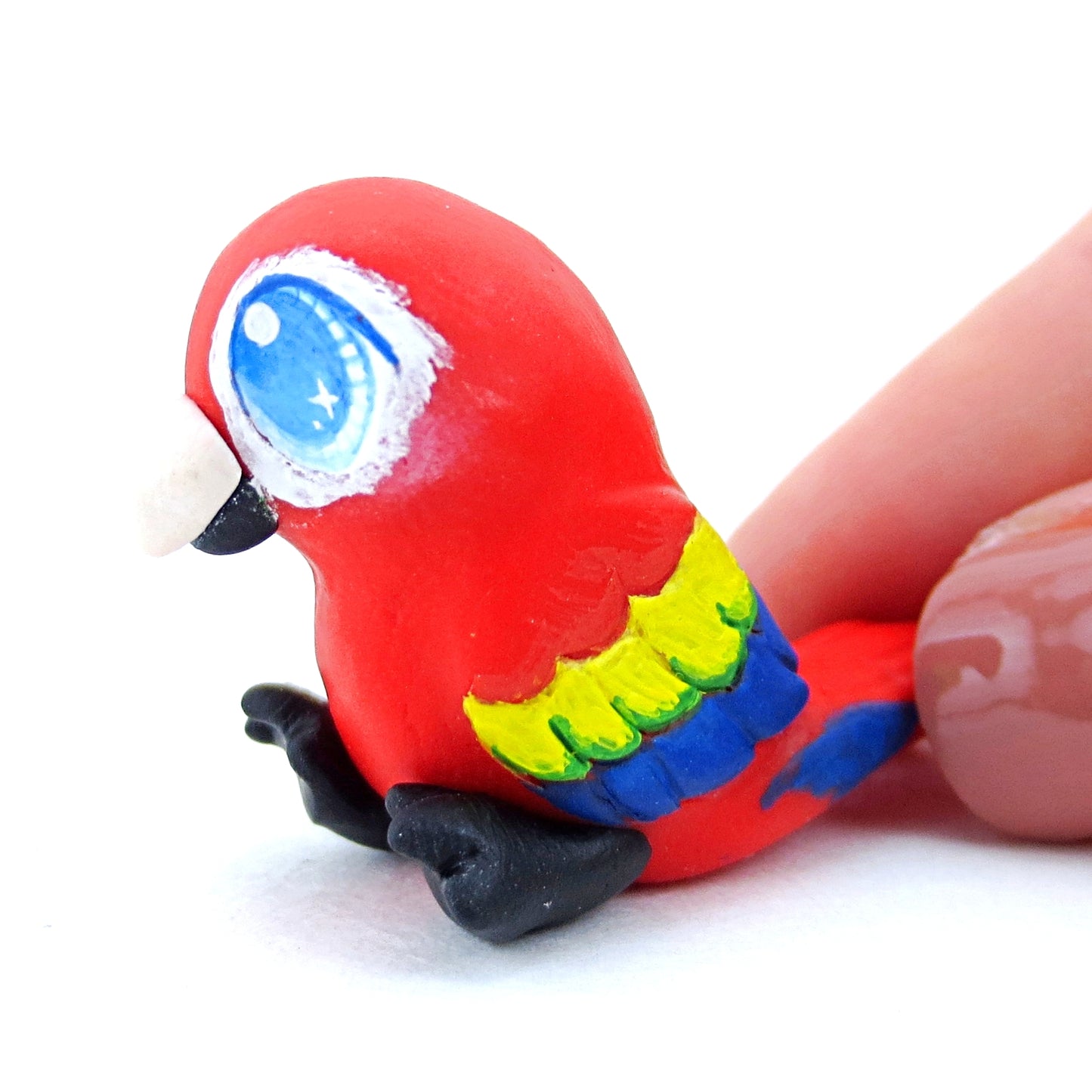 Scarlet Macaw Parrot Figurine - Polymer Clay Tropical Animals