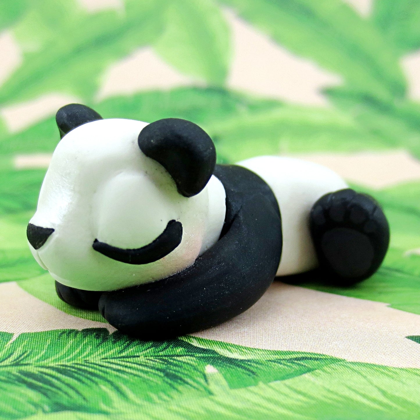 Sleeping Baby Panda Figurine - Polymer Clay Tropical Animals