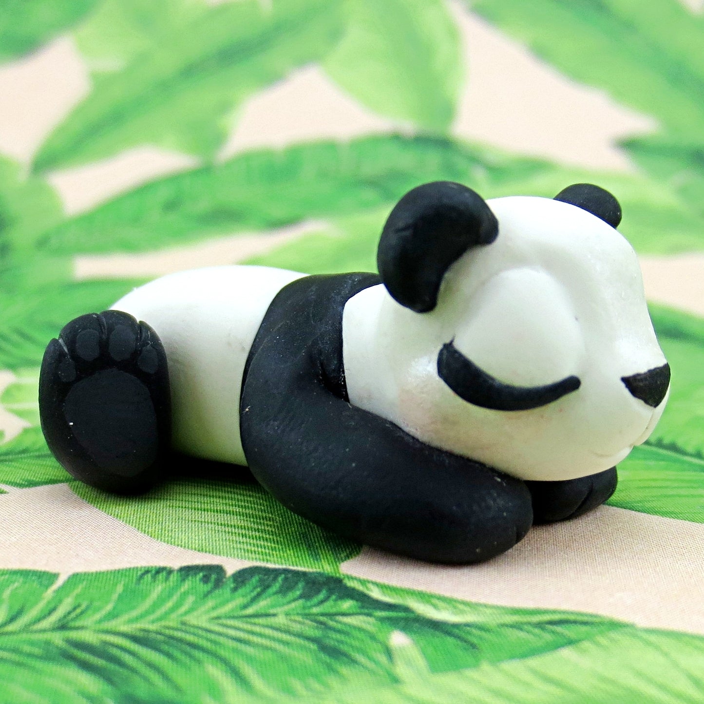 Sleeping Baby Panda Figurine - Polymer Clay Tropical Animals