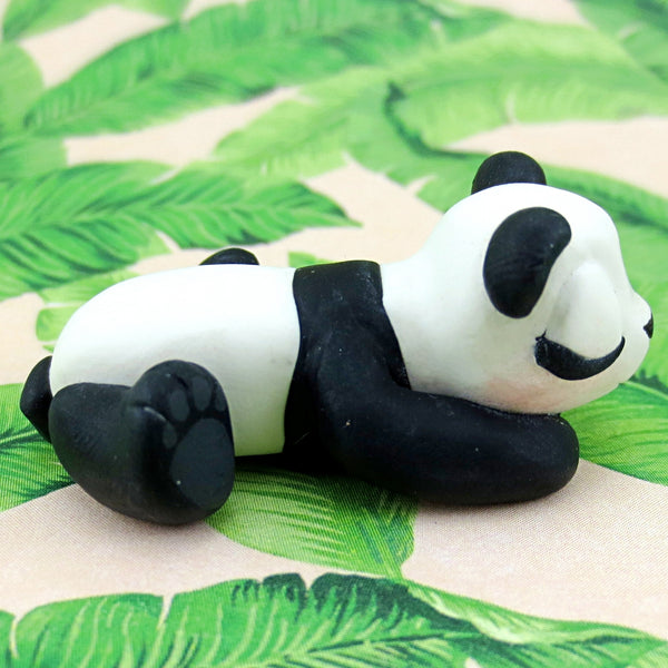 Sleeping Baby Panda Figurine - Polymer Clay Tropical Animals