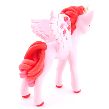 Valentine Roses Unicorn Pegasus Figurine - Polymer Clay Valentine Animals