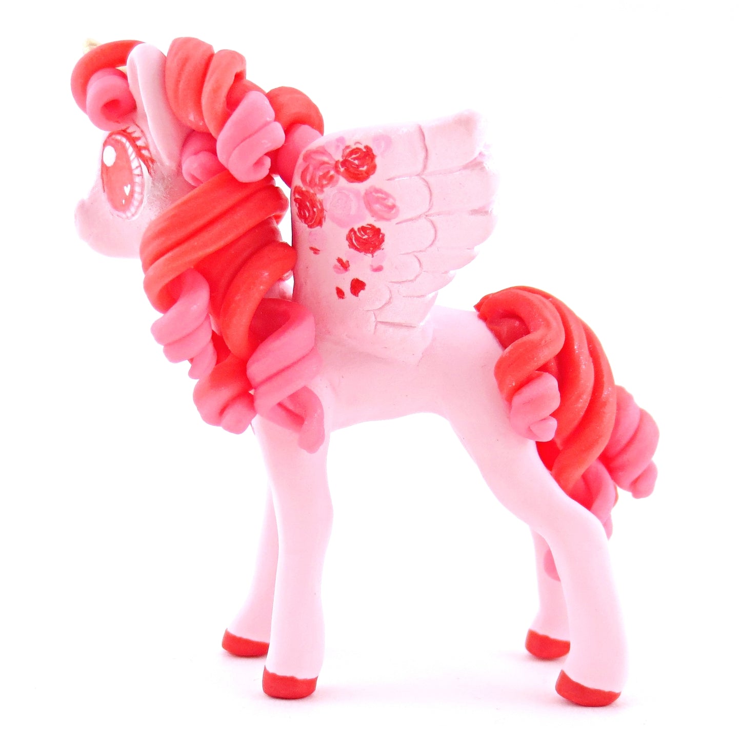 Valentine Roses Unicorn Pegasus Figurine - Polymer Clay Valentine Animals