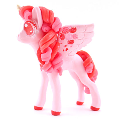 Valentine Roses Unicorn Pegasus Figurine - Polymer Clay Valentine Animals