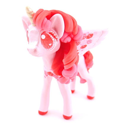 Valentine Roses Unicorn Pegasus Figurine - Polymer Clay Valentine Animals