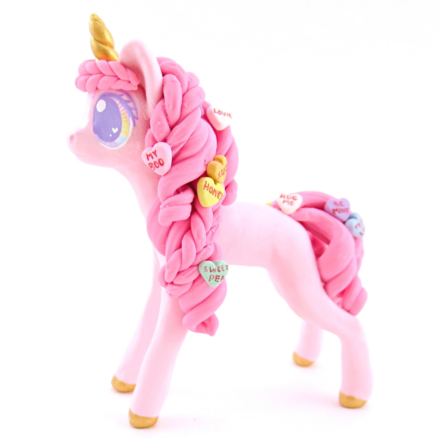 Valentine Candy Unicorn Figurine - Polymer Clay Valentine Animals