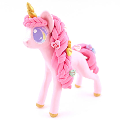 Valentine Candy Unicorn Figurine - Polymer Clay Valentine Animals