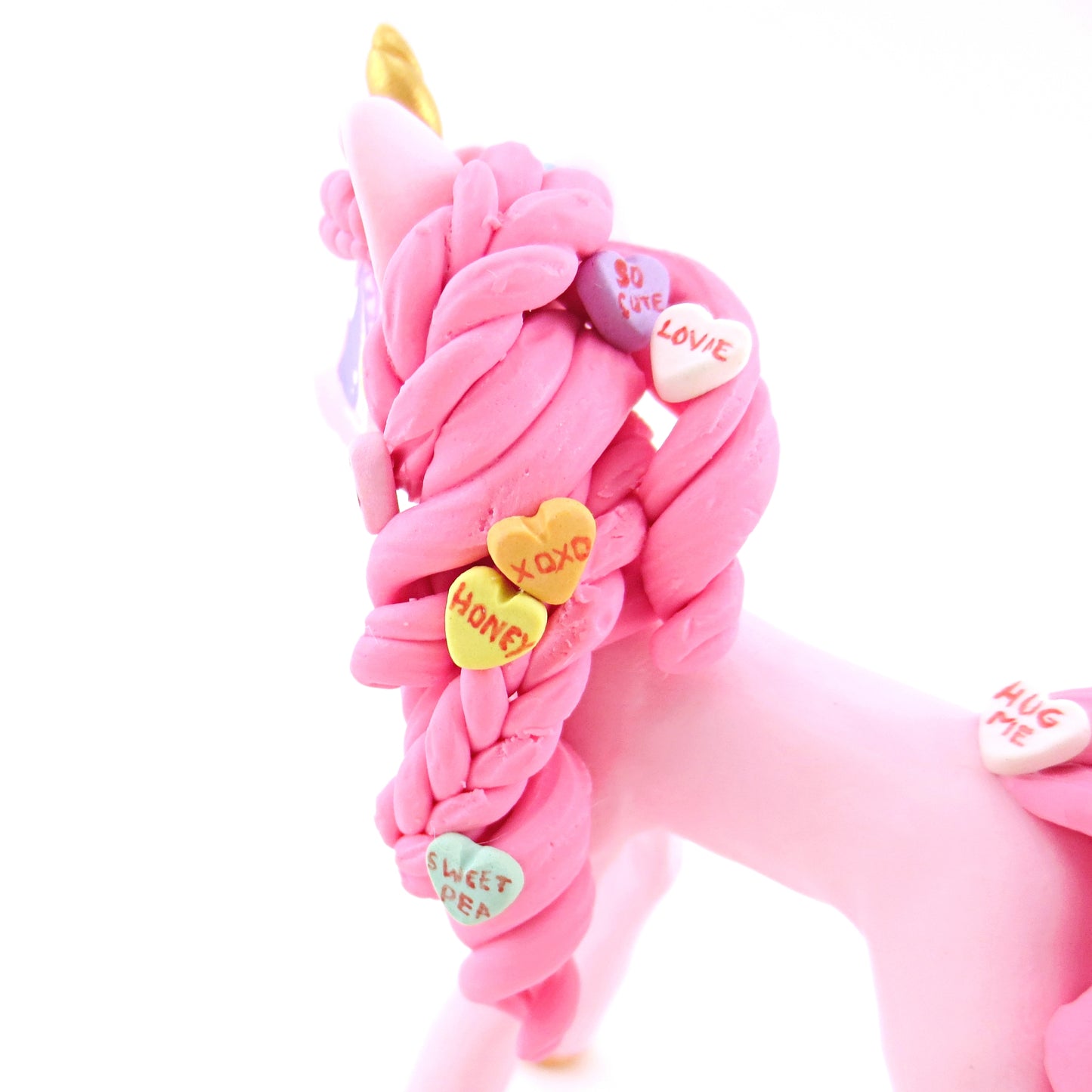 Valentine Candy Unicorn Figurine - Polymer Clay Valentine Animals