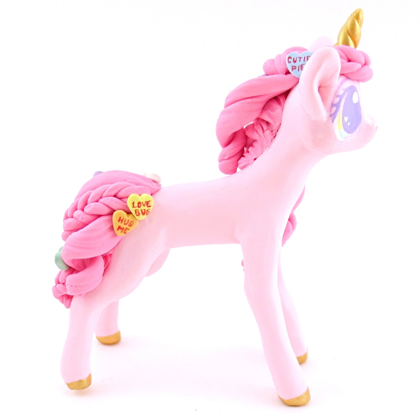 Valentine Candy Unicorn Figurine - Polymer Clay Valentine Animals