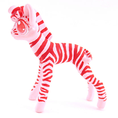 Red and Pink Zebra Figurine - Polymer Clay Valentine Animals