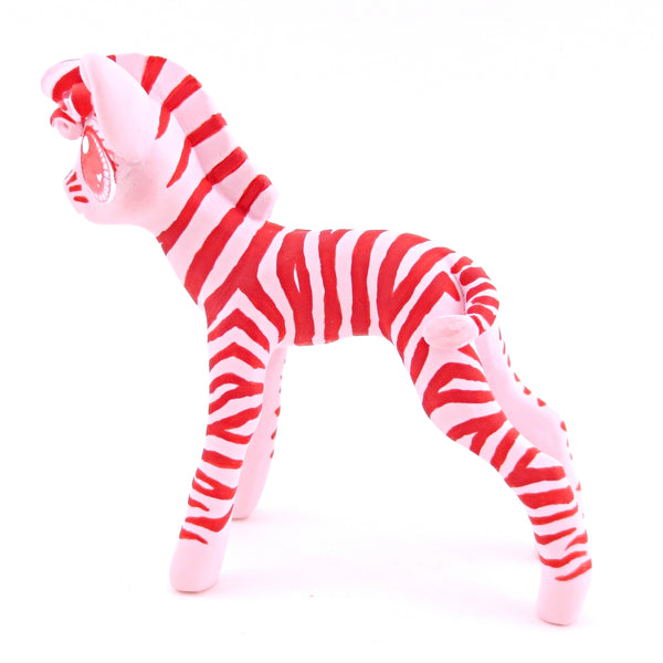 Red and Pink Zebra Figurine - Polymer Clay Valentine Animals