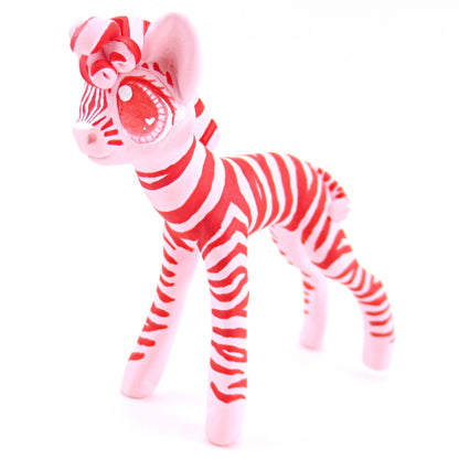 Red and Pink Zebra Figurine - Polymer Clay Valentine Animals