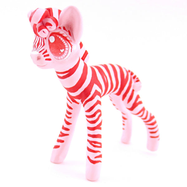 Red and Pink Zebra Figurine - Polymer Clay Valentine Animals