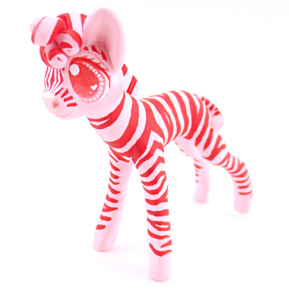 Red and Pink Zebra Figurine - Polymer Clay Valentine Animals